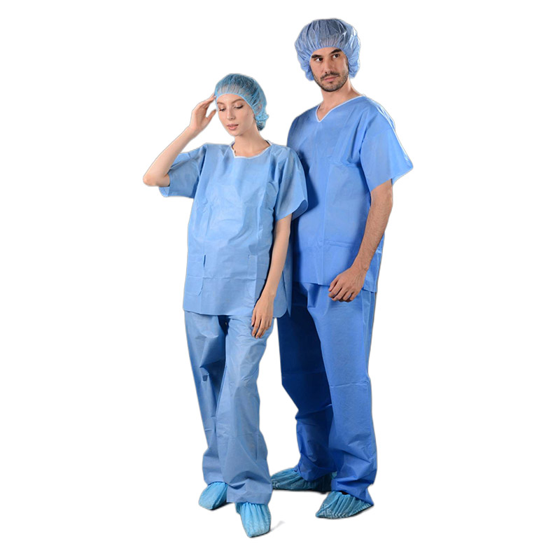 SMS Hospital Scrubs Suit Set Clothing Disposable Uniform Scrub Suit with Short Sleeve
