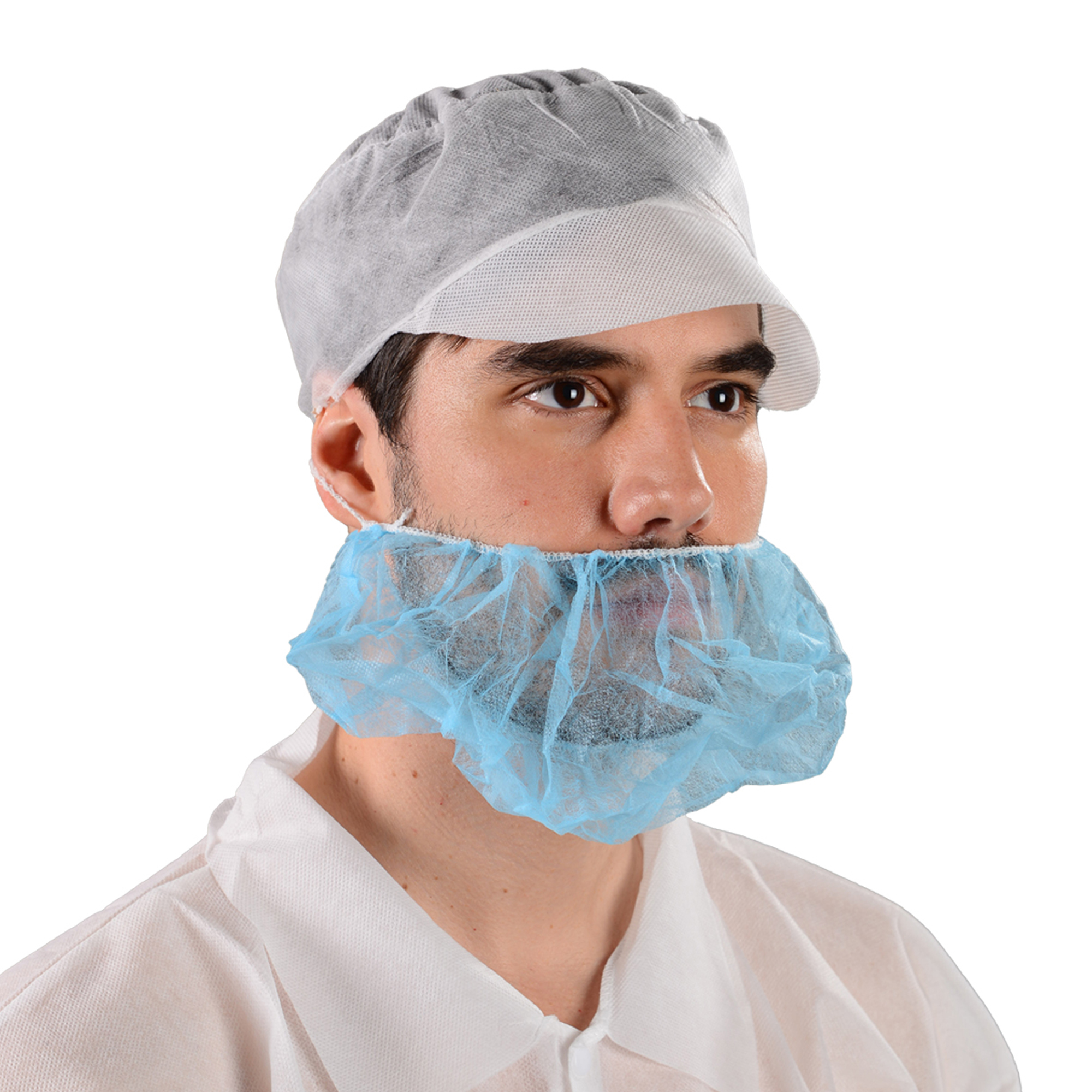 PP Nonwoven Disposable Food Industry Single Loop Dust Proof Beard Hair Net 10gsm White Beard Cover