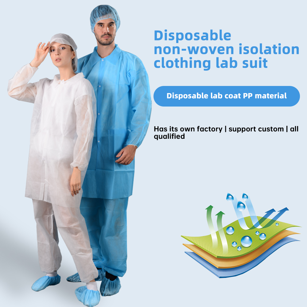 Disposable lab coat with front ziper 