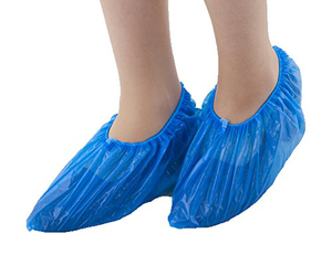 Factory price disposable waterproof plastic blue PE shoe cover 
