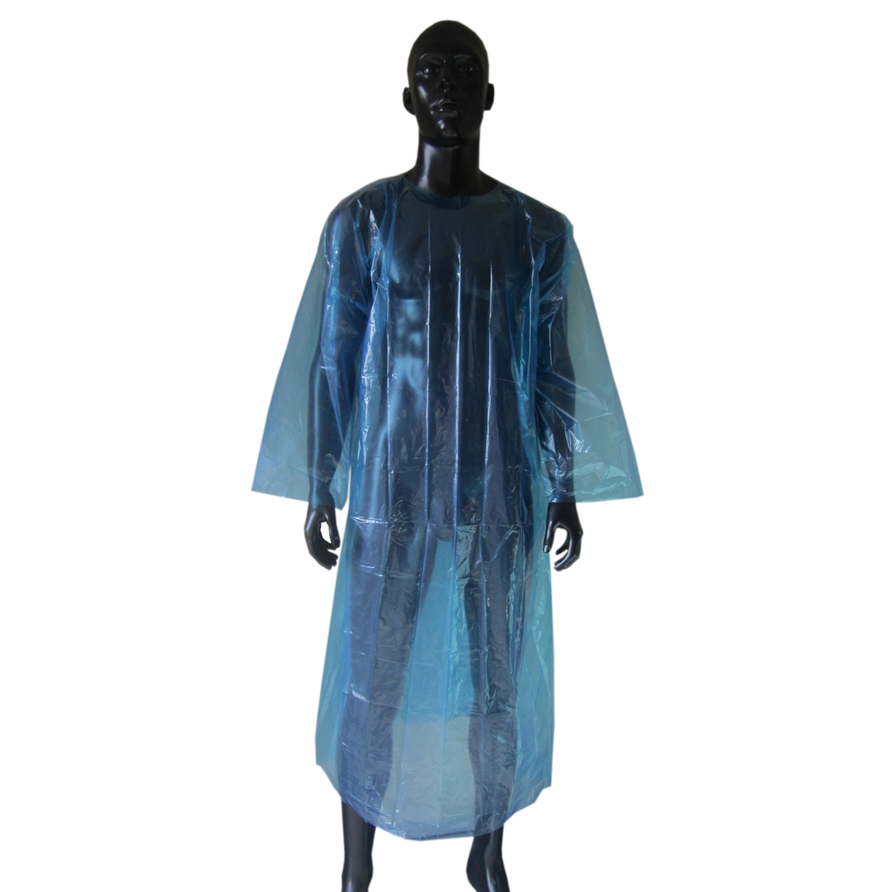 Mahine made lightweight waterproof disposable blue CPE gown 