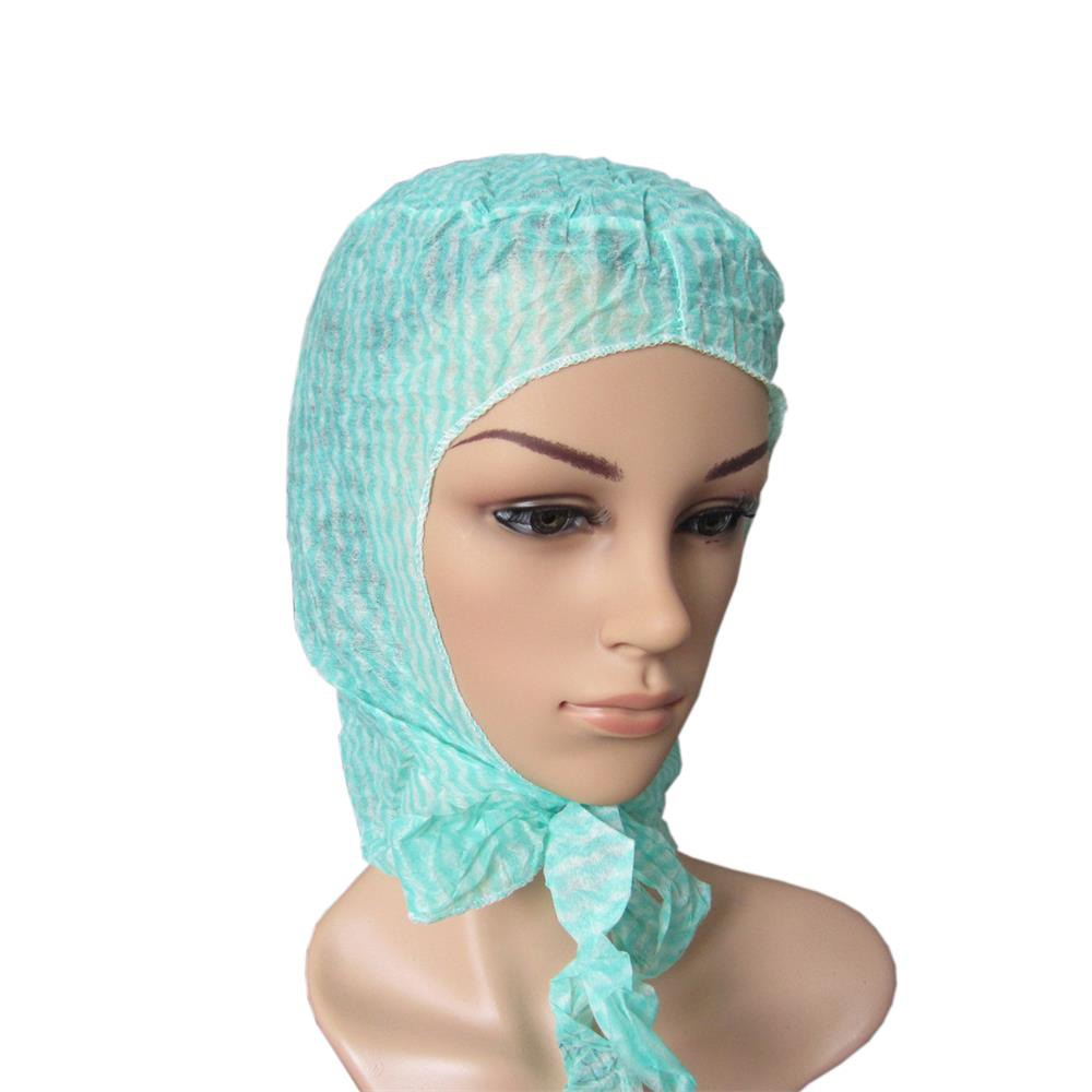 Disposable Head Cover, Soft Spunlace Head Cover with Ties 
