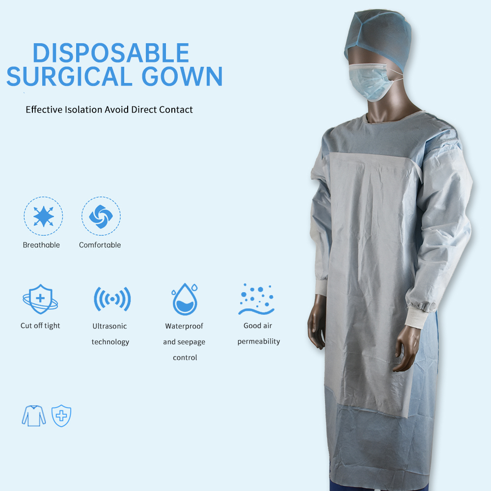 Disposable Woodpulp Spunlace Surgical Gowns Sterile Operation Gowns 